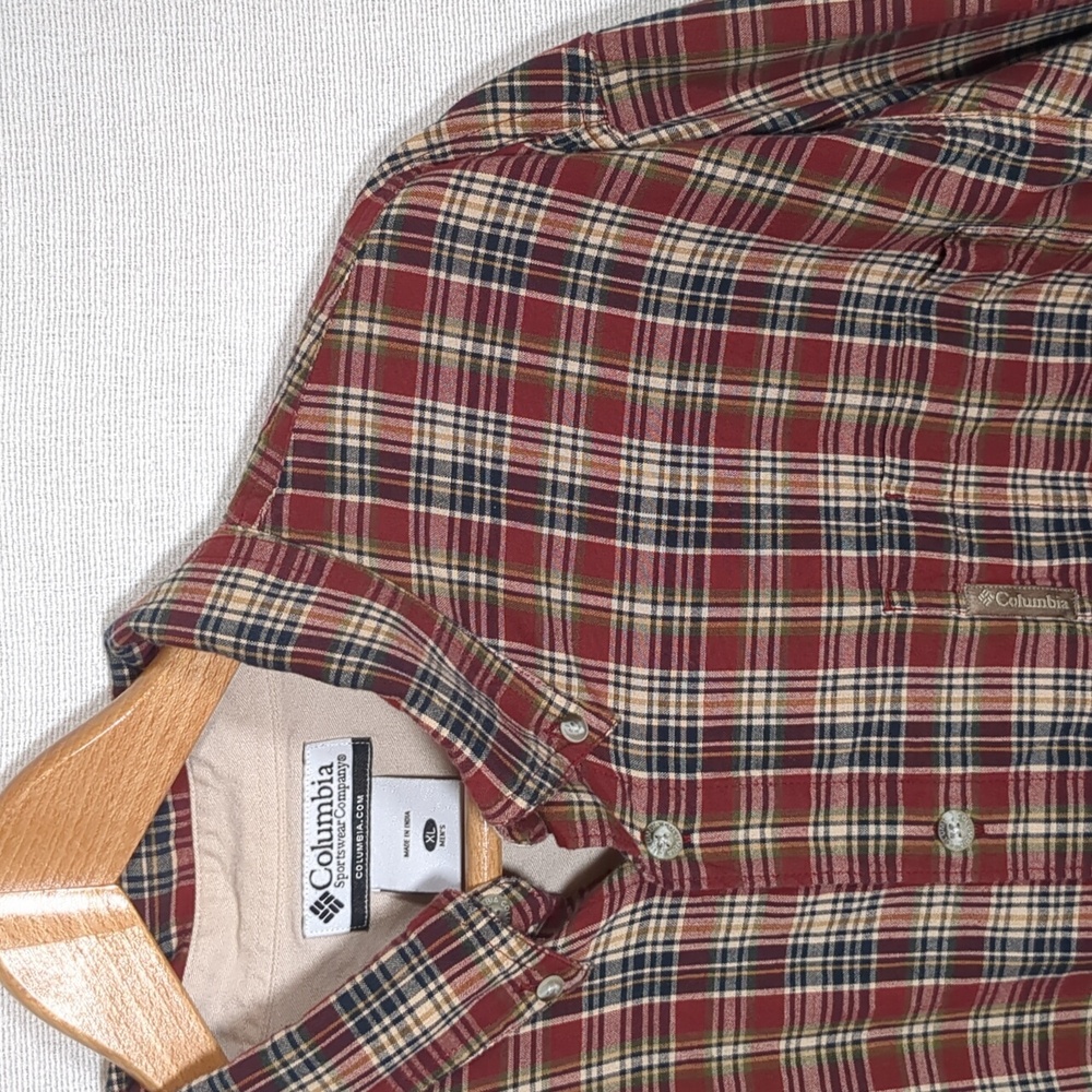 Columbia Men's Long Sleeve Button Down Plaid Shirt Size XL EUC